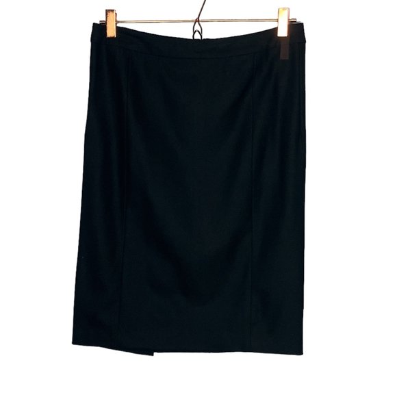 Vince 4 Black Virgin Wool Blend Stretch Classic Pencil Straight Skirt Designer - Picture 1 of 4